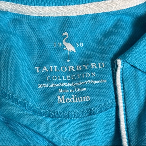 TAILORBYRD Collection Men Blue Polo Shirt with White Trim/size M - Picture 6 of 8